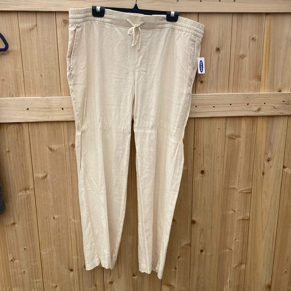 Brand new old navy linen pants- wide leg -XL-cream/beige color-